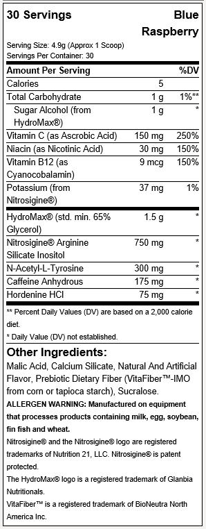 Nutrex Outrage Ingredients