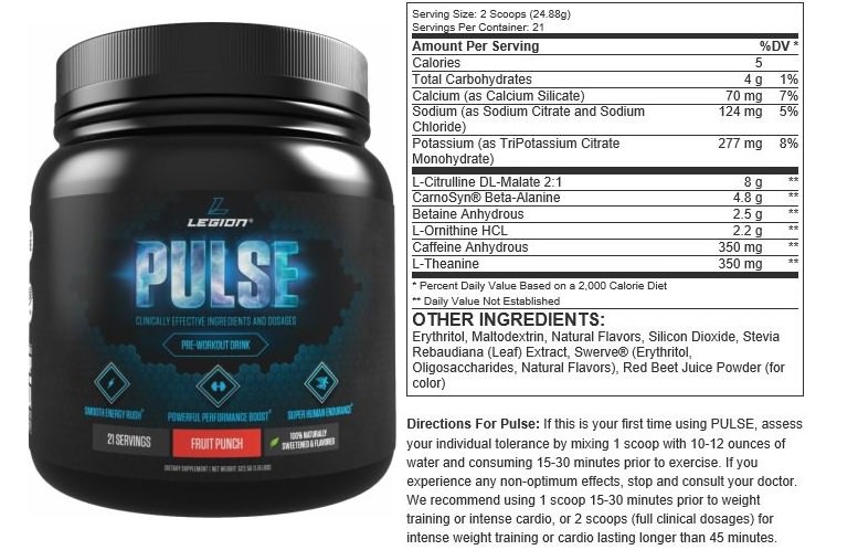 Legion Pulse Ingredients